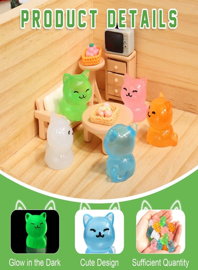 VICROIC 24 PCS Luminous Mini Resin Cats, Miniature Cat Figurines, Tiny Cat Animals Ornaments Glow in The Dark for Dollhouse, Aquarium, Cake Decorations, Fairy Garden Landscape, DIY Crafts - Image 3